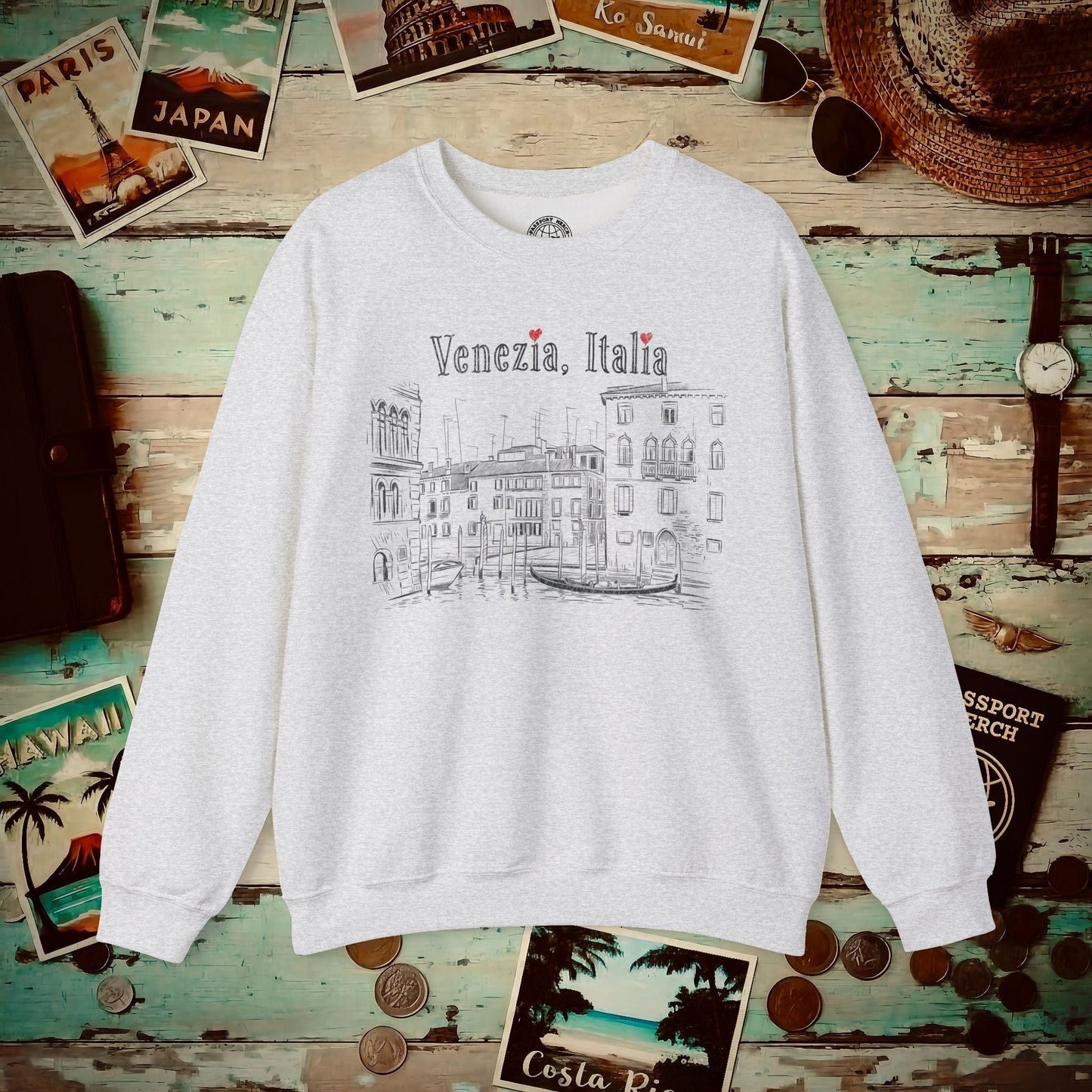 Monochrome Dreams of Venice Italy Crewneck Ash / S
