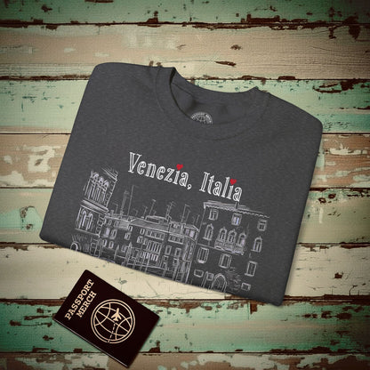 Monochrome Dreams of Venice Italy Crewneck Dark Heather / S