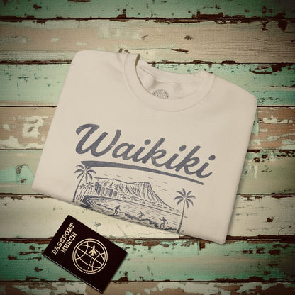 Monochrome Dreams of Waikiki, Hawaii Crewneck Sand / S