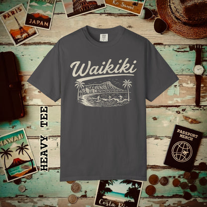 Monochrome Dreams of Waikiki, Hawaii Heavy Tee Graphite / S
