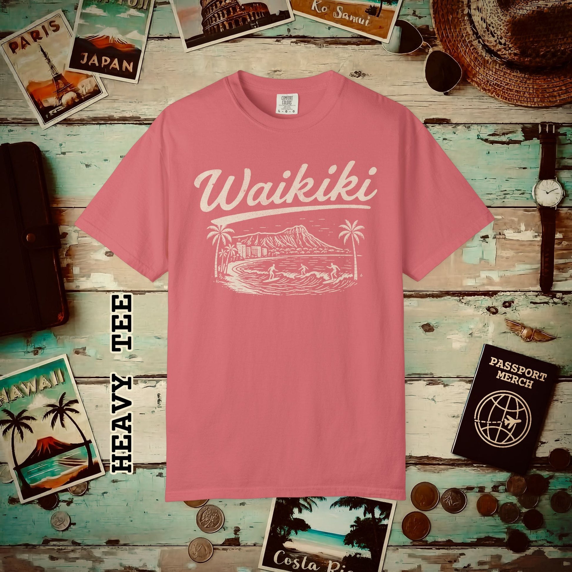 Monochrome Dreams of Waikiki, Hawaii Heavy Tee Watermelon / S