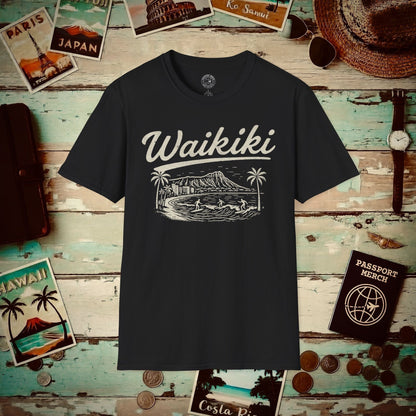 Monochrome Dreams of Waikiki, Hawaii T-Shirt Black / S