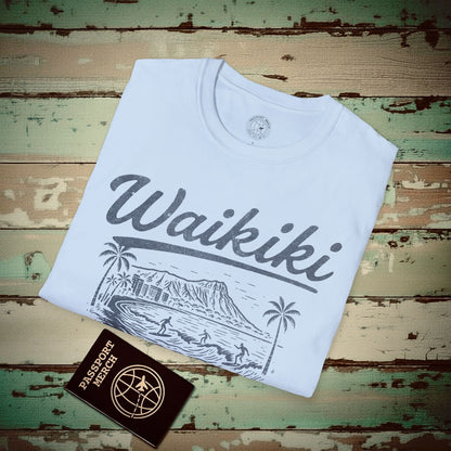 Monochrome Dreams of Waikiki, Hawaii T-Shirt Light Blue / S