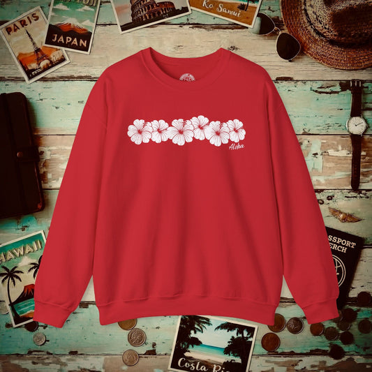 Monochrome Hibiscus, Hawaii Crewneck Red / S
