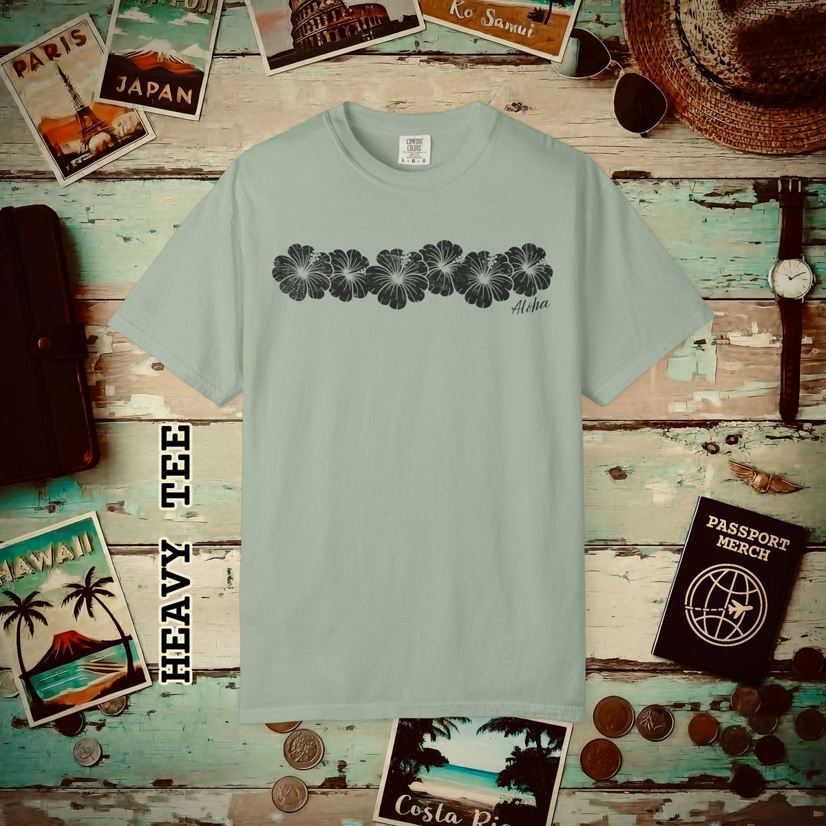 Monochrome Hibiscus, Hawaii Heavy Tee Bay / S