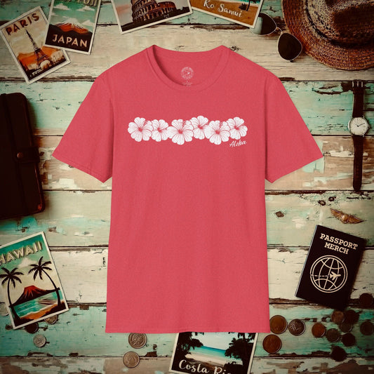 Monochrome Hibiscus, Hawaii T-Shirt Heather Red / S