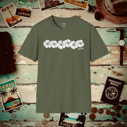Monochrome Hibiscus, Hawaii T-Shirt Military Green / S