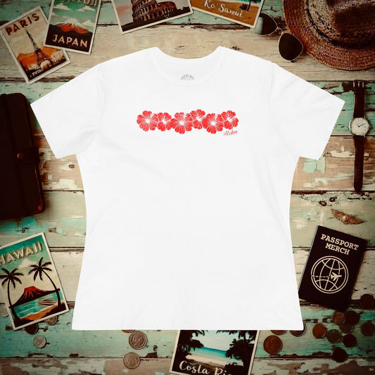 Monochrome Hibiscus, Hawaii, Womens Fit T-Shirt White / S