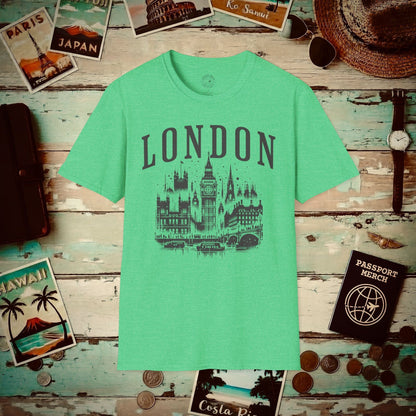 Monochrome London, England T-Shirt Heather Irish Green / S