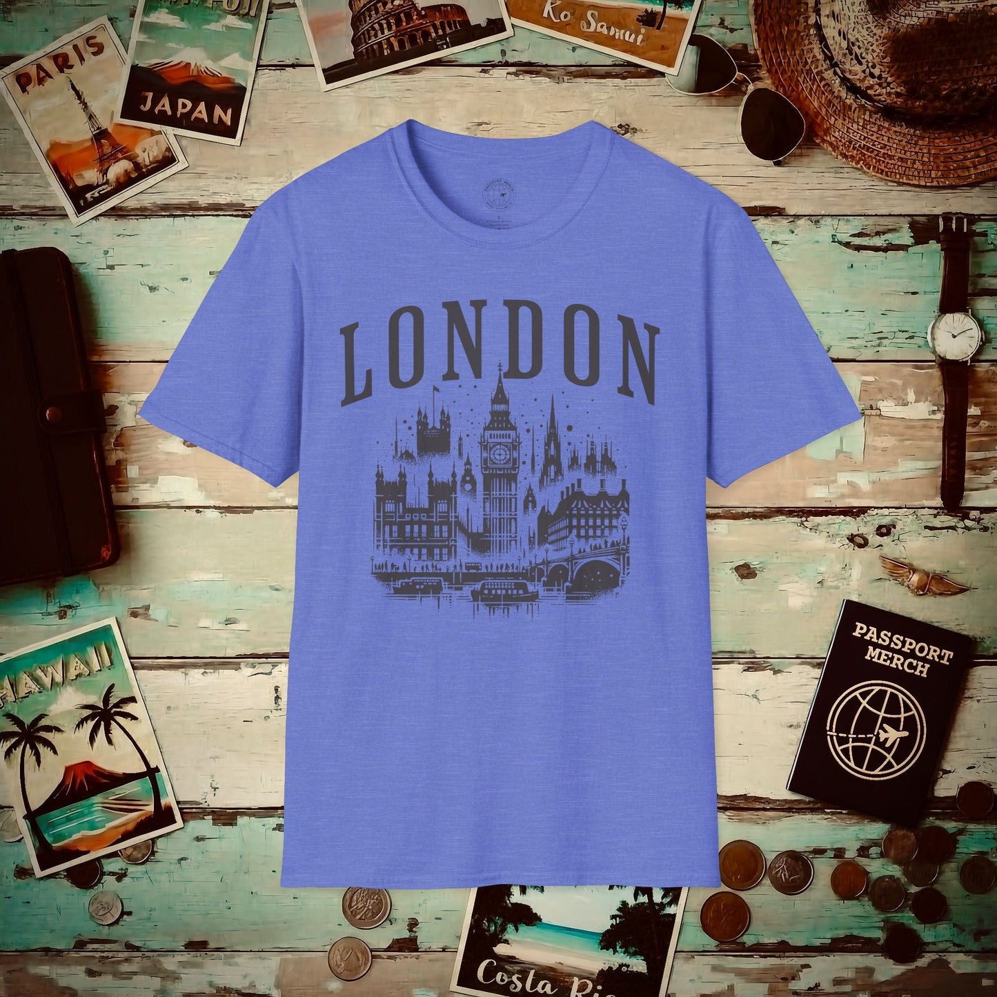 Monochrome London, England T-Shirt Heather Royal / S