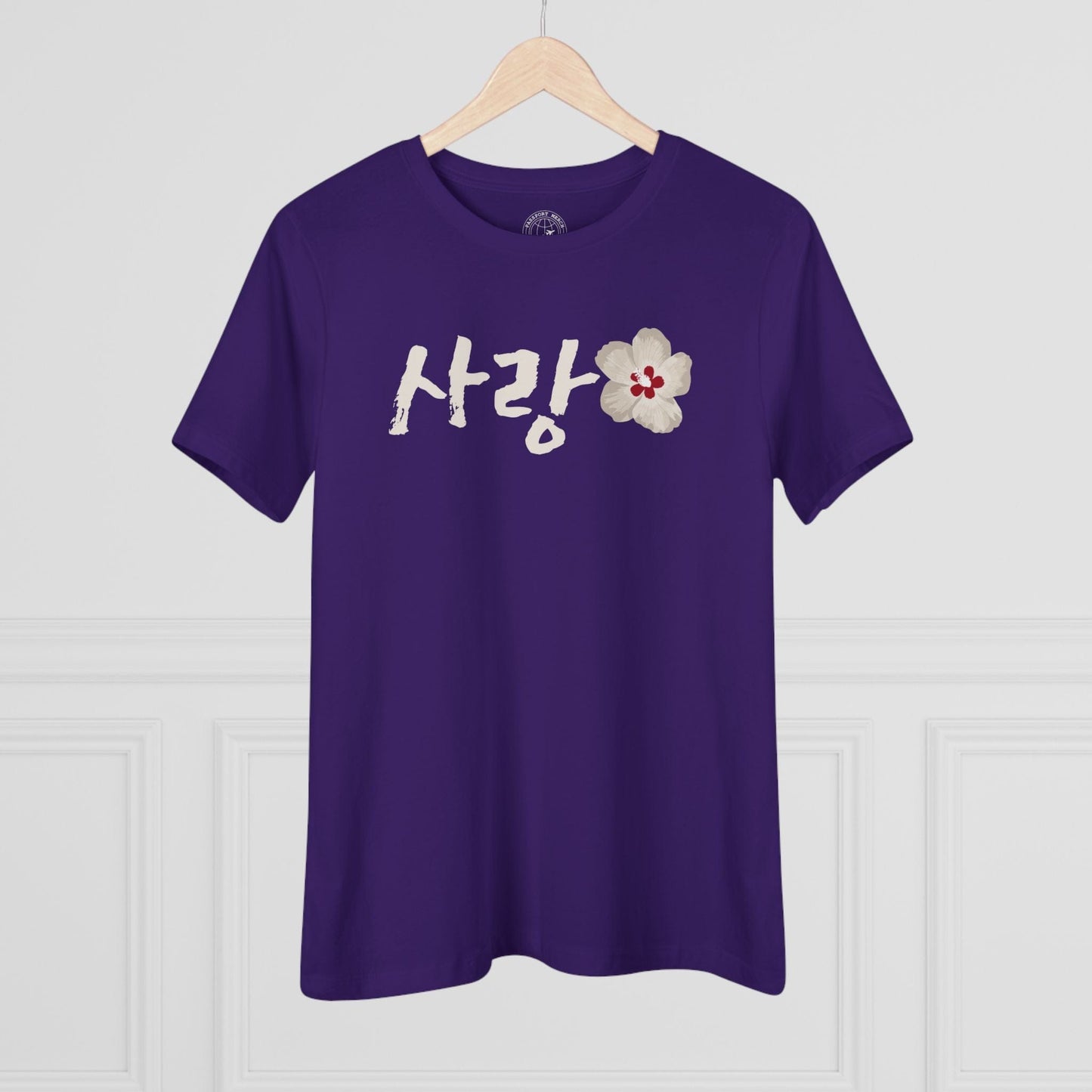 Monochrome Mugunghwa Sarang, Korea, Womens Fit T-Shirt Team Purple / S