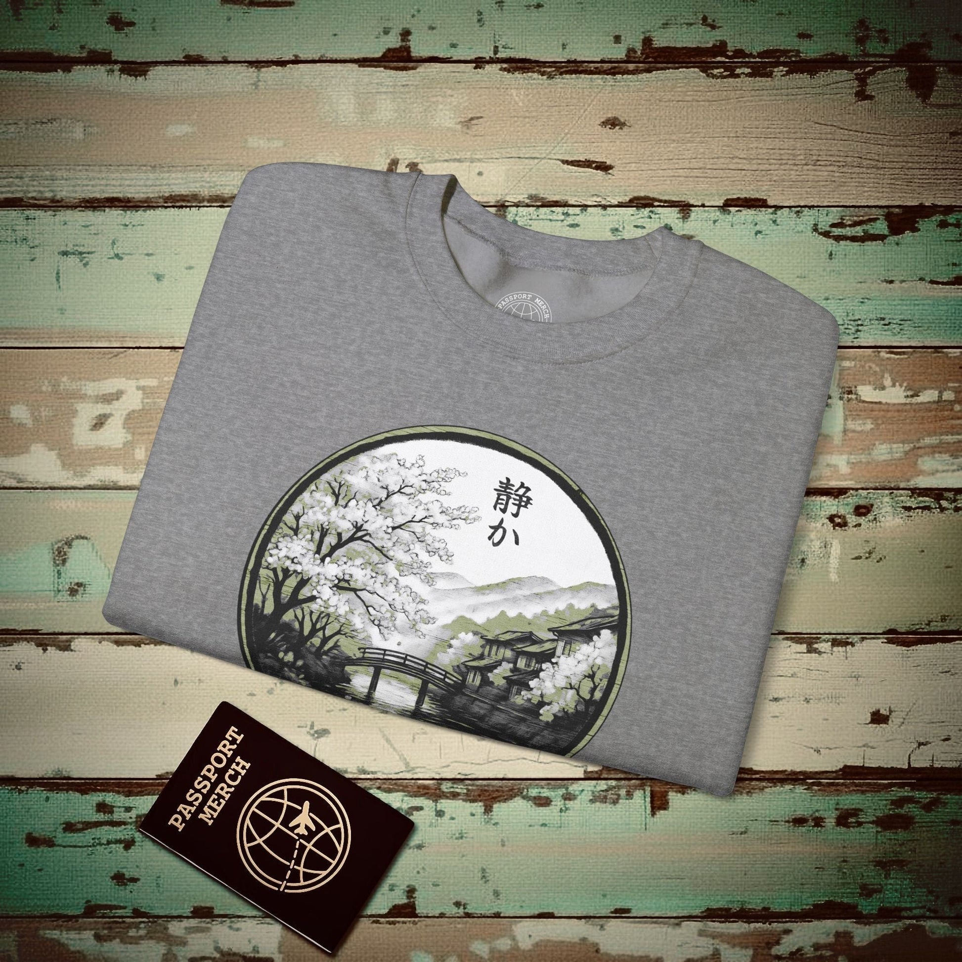 Monochrome Shizuka (Tranquil), Japan Crewneck Graphite Heather / S