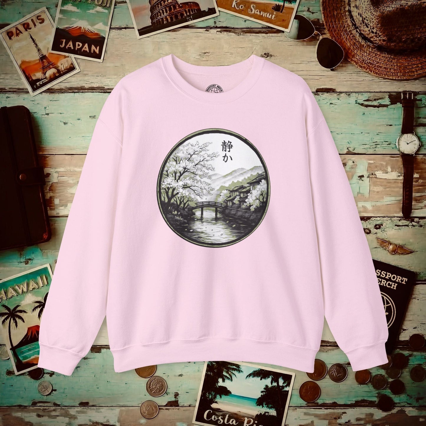 Monochrome Shizuka (Tranquil), Japan Crewneck Light Pink / S
