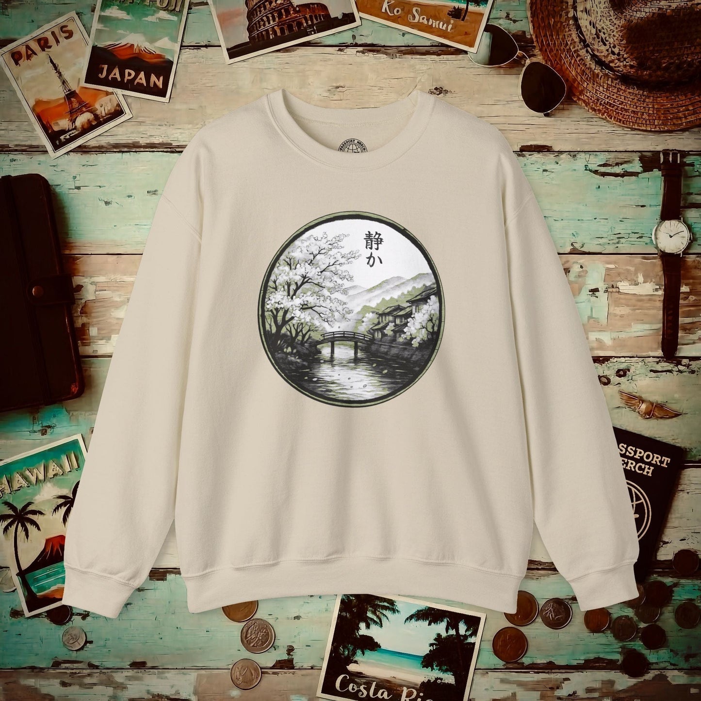 Monochrome Shizuka (Tranquil), Japan Crewneck Sand / S