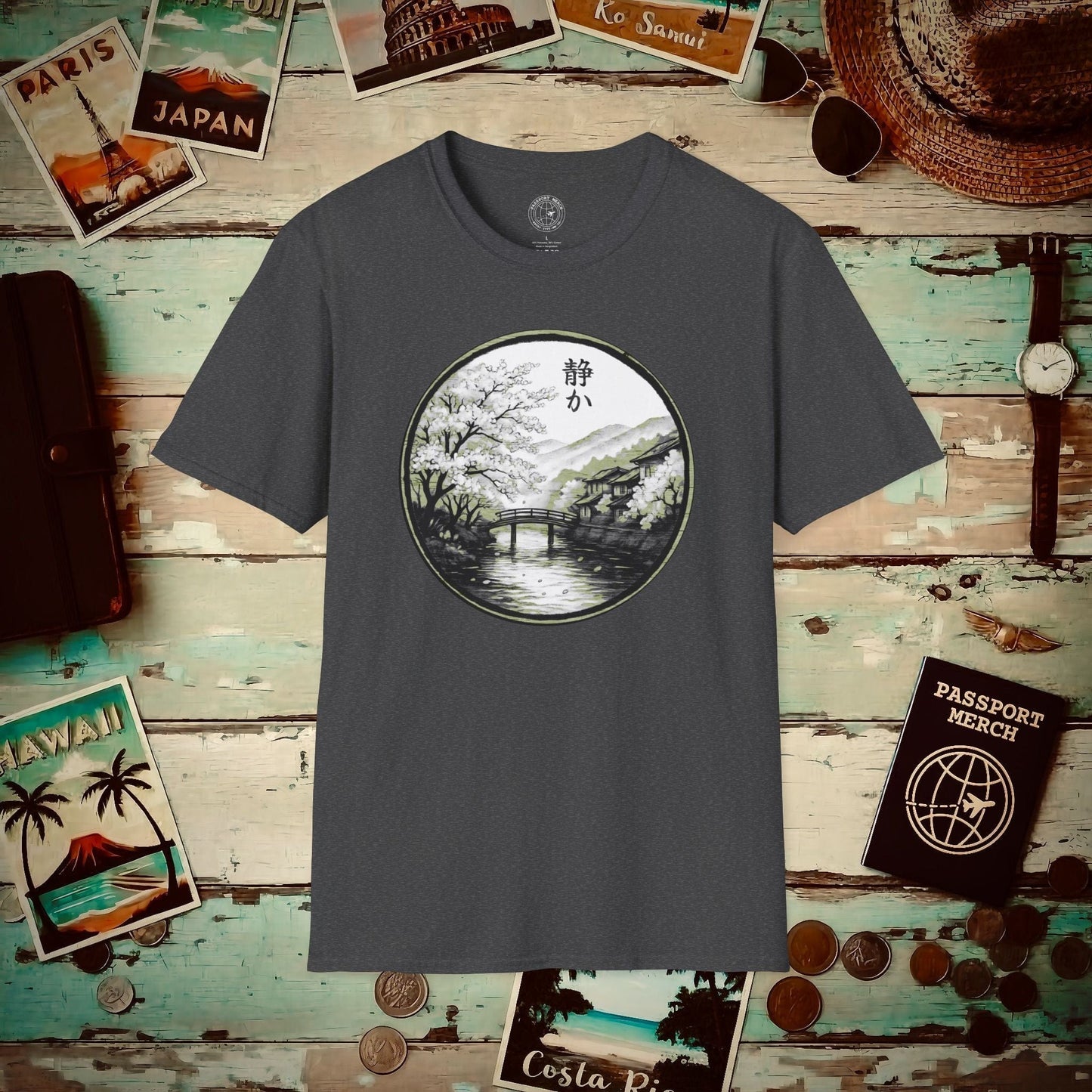 Monochrome Shizuka (Tranquil), Japan T-Shirt Dark Heather / S