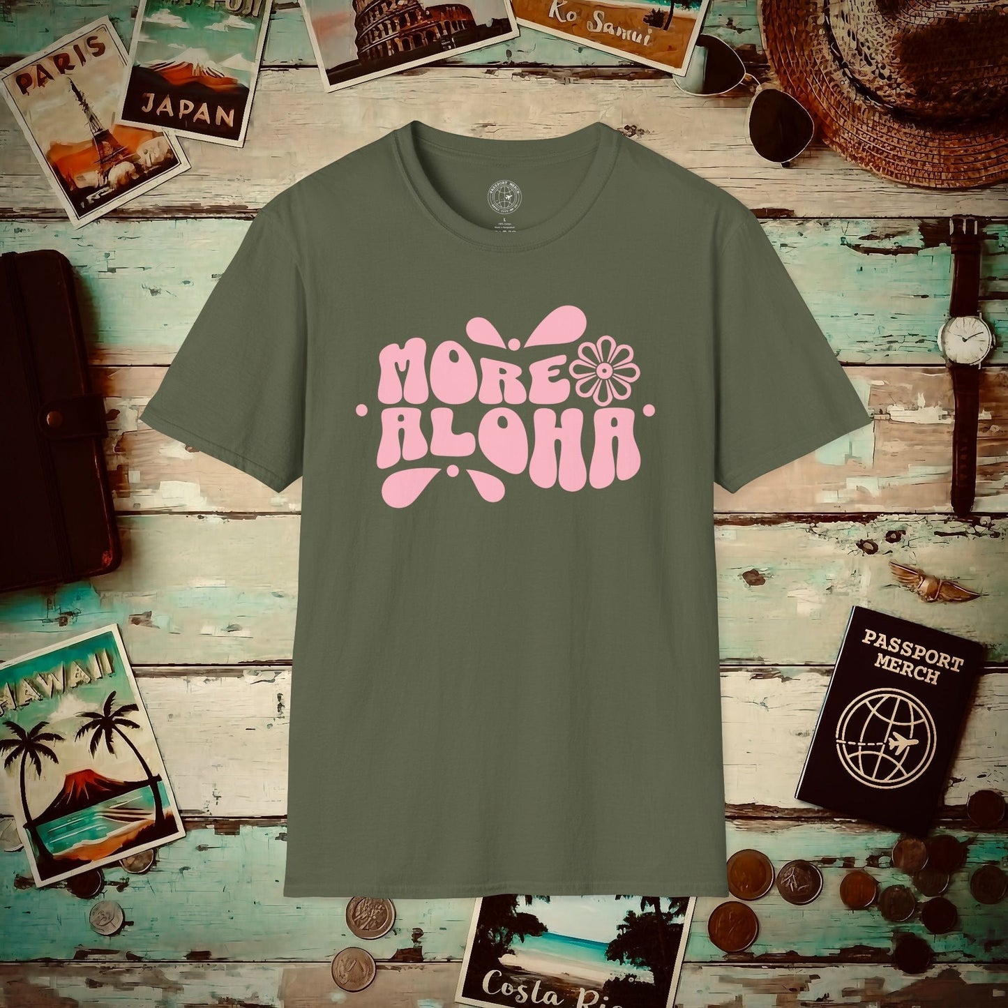 More Aloha, Hawaii T-Shirt Military Green / S