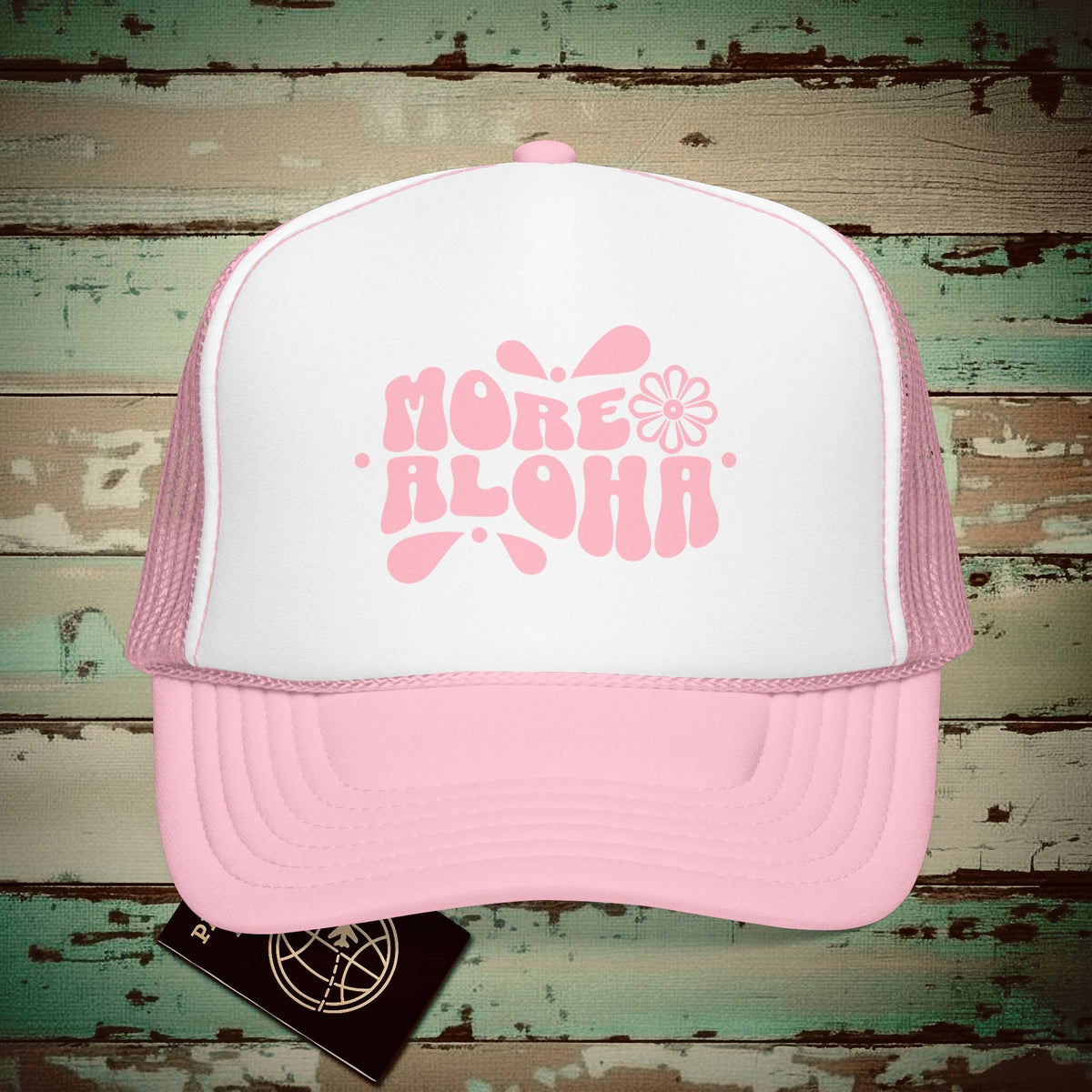 More Aloha, Hawaii Trucker Hat Light Pink/White / One size