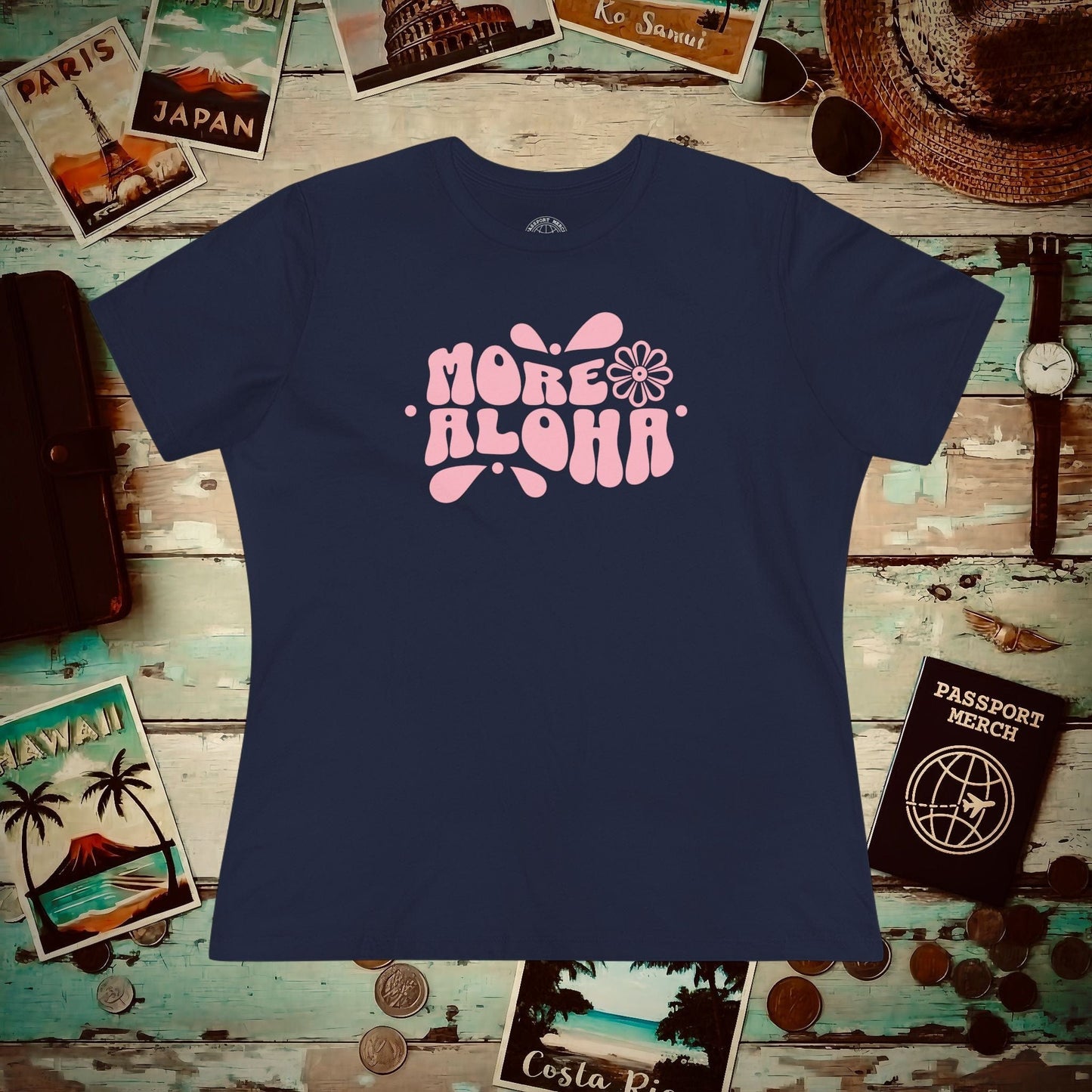 More Aloha, Hawaii, Womens Fit T-Shirt Navy / S