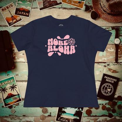 More Aloha, Hawaii, Womens Fit T-Shirt Navy / S