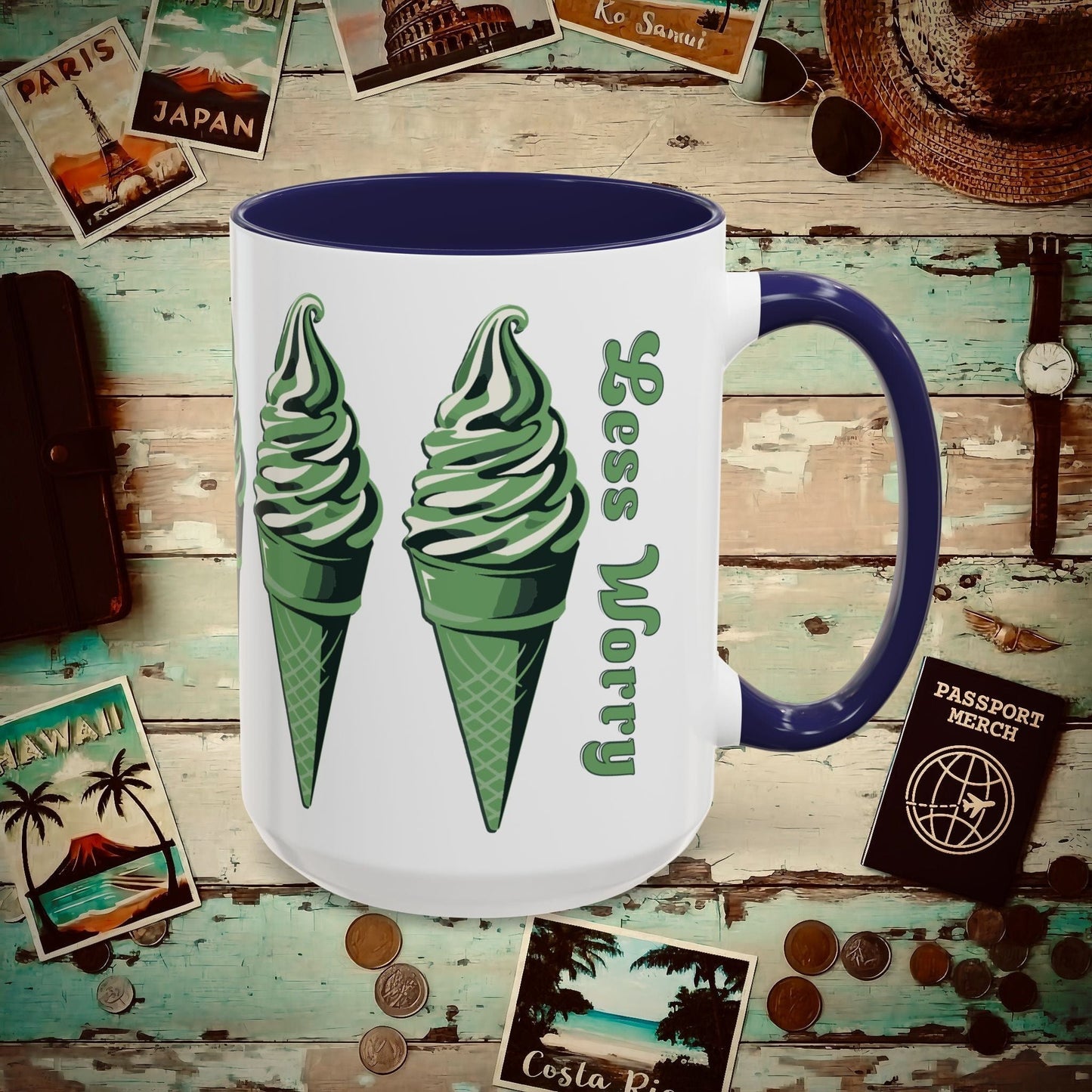 More Matcha Less Worry, Japan 15oz Mug Navy / 15oz