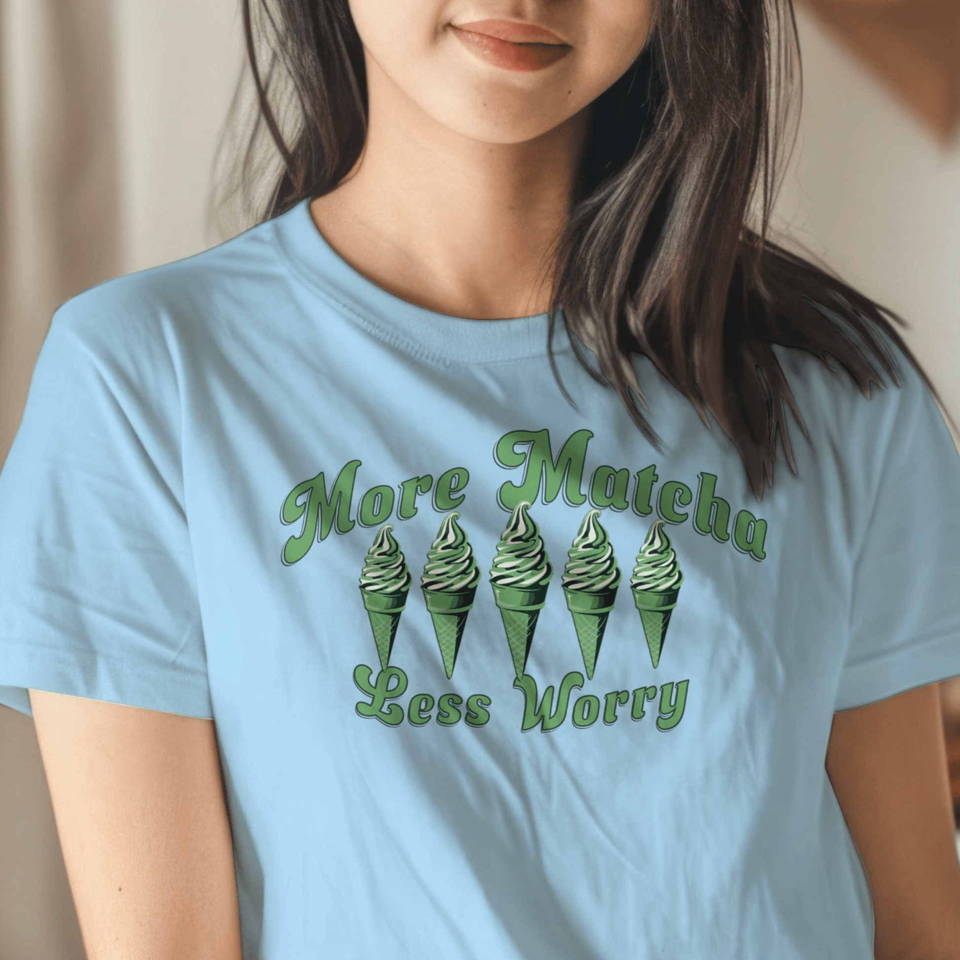 More Matcha Less Worry, Japan T-Shirt Light Blue / S