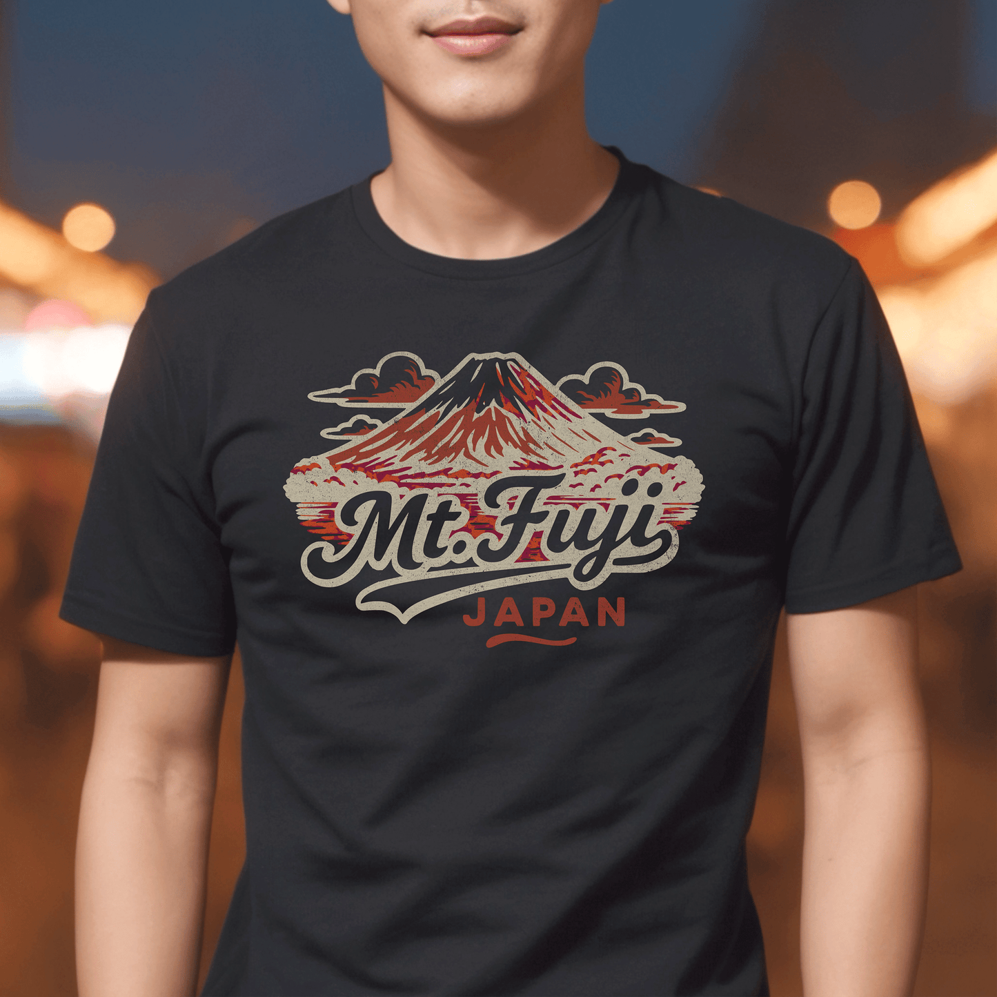 Mount Fuji, Japan - 80's Vintage T-Shirt Black / S