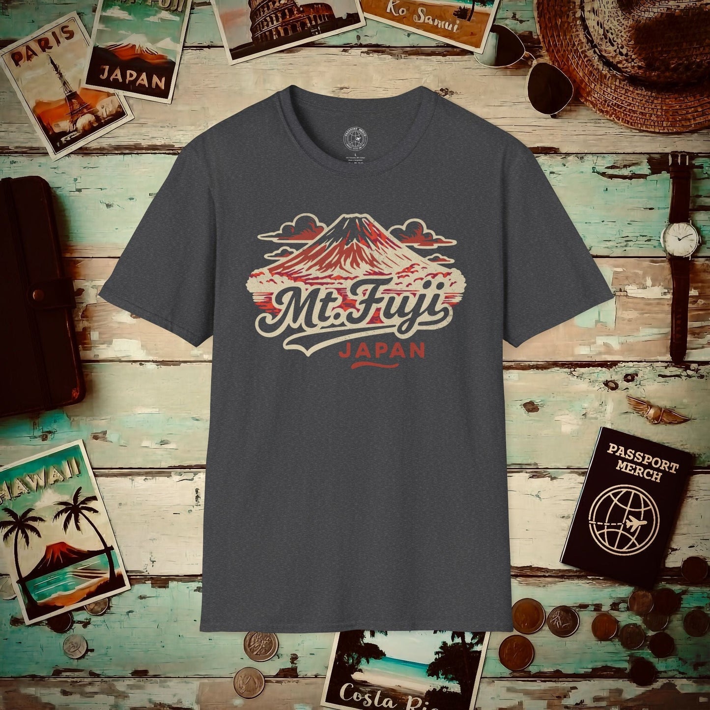 Mount Fuji, Japan - 80's Vintage T-Shirt Dark Heather / S