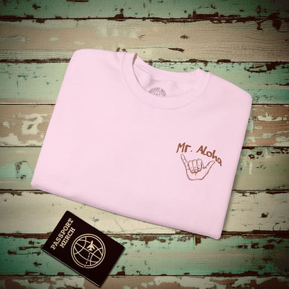Mr. Aloha Shaka, Hawaii Crewneck Light Pink / S