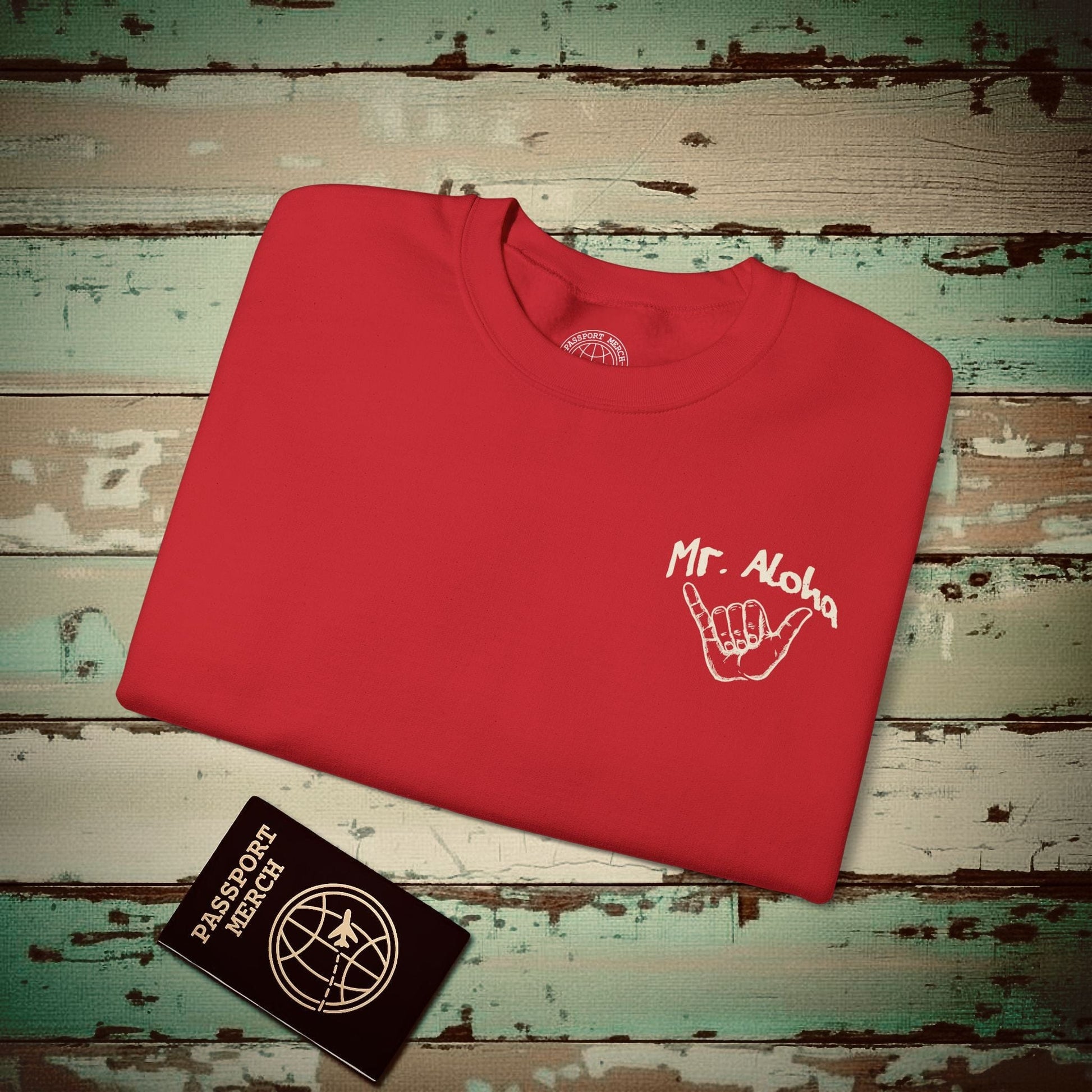 Mr. Aloha Shaka, Hawaii Crewneck Red / S