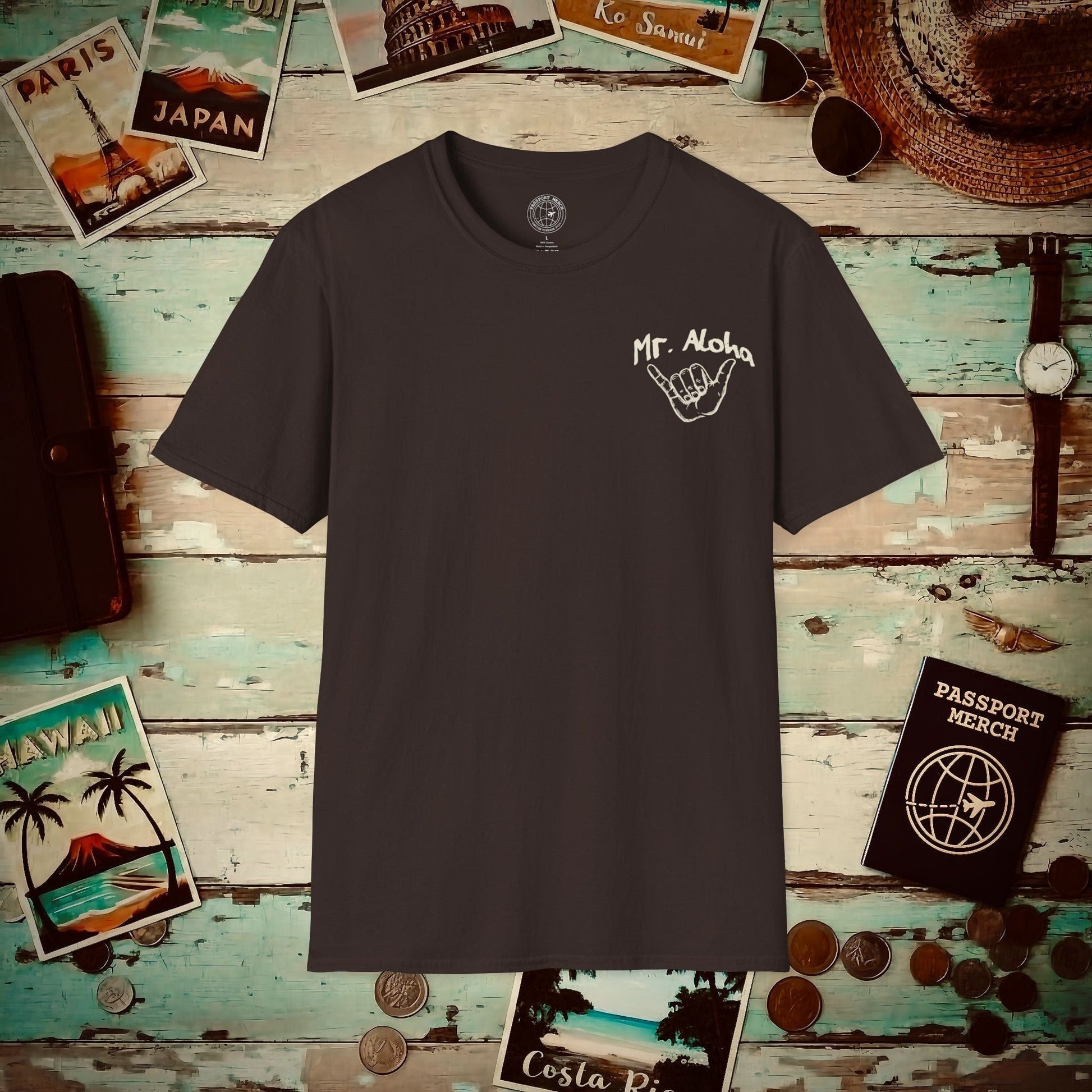 Mr. Aloha Shaka, Hawaii T-Shirt Dark Chocolate / S