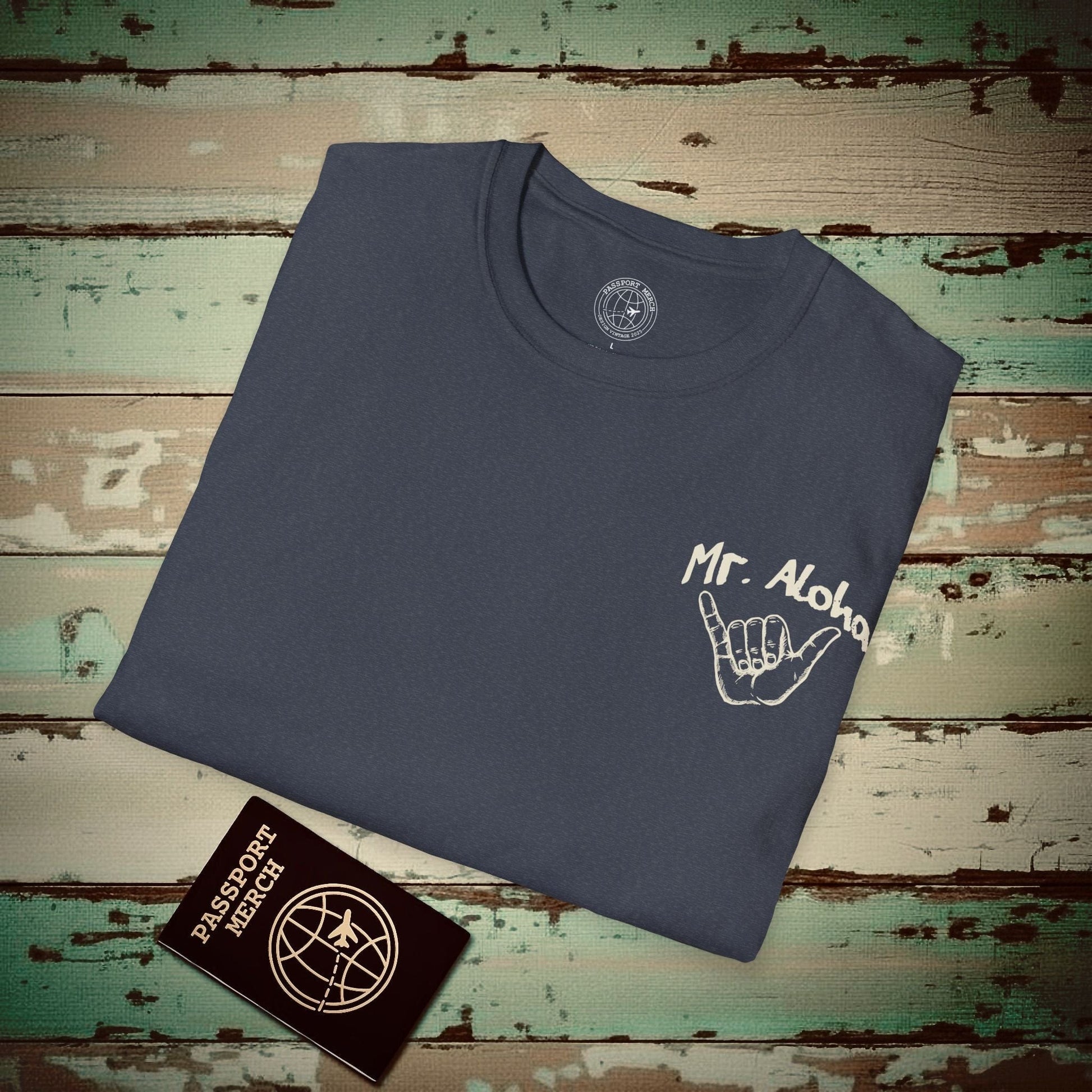 Mr. Aloha Shaka, Hawaii T-Shirt Heather Navy / S