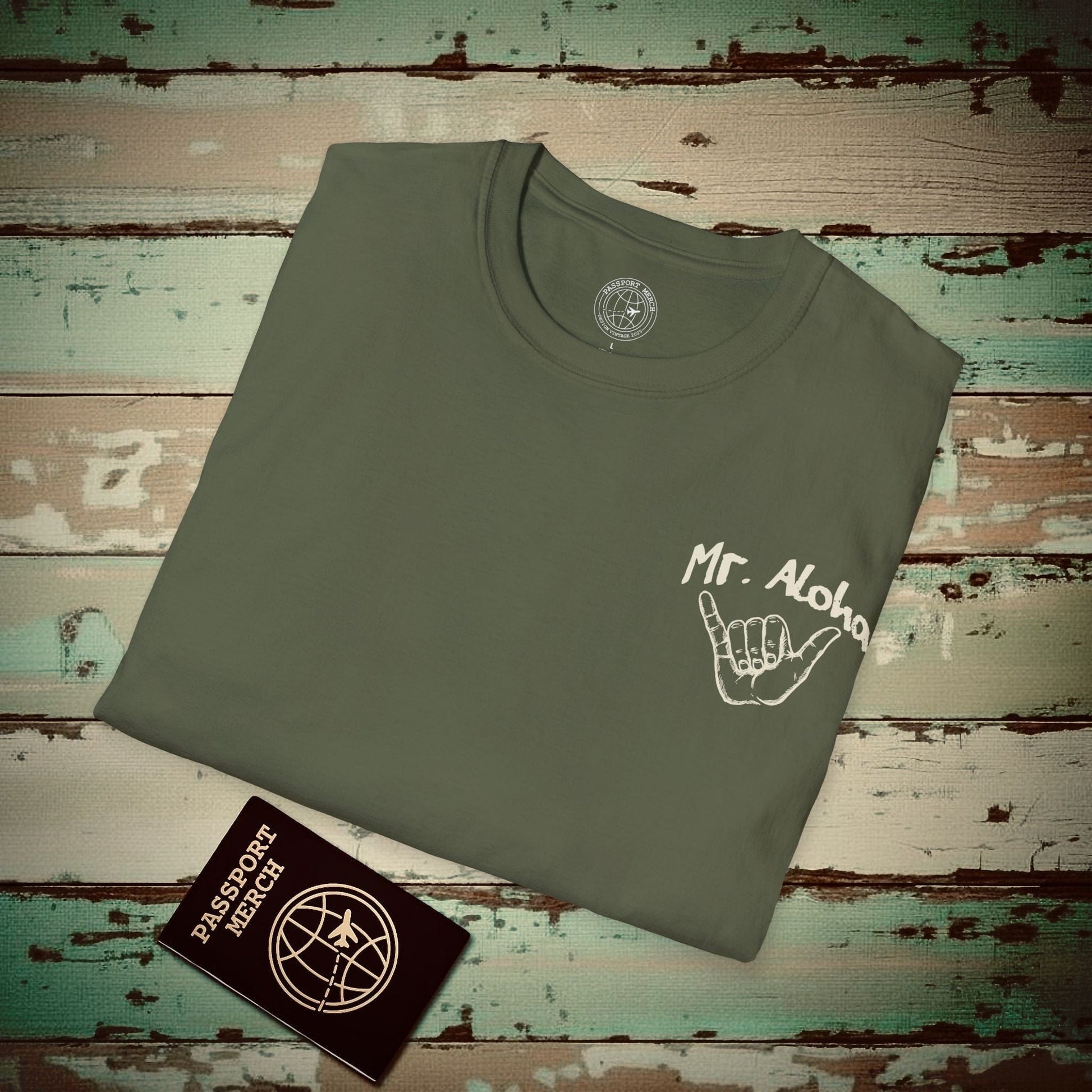 Mr. Aloha Shaka, Hawaii T-Shirt Military Green / S