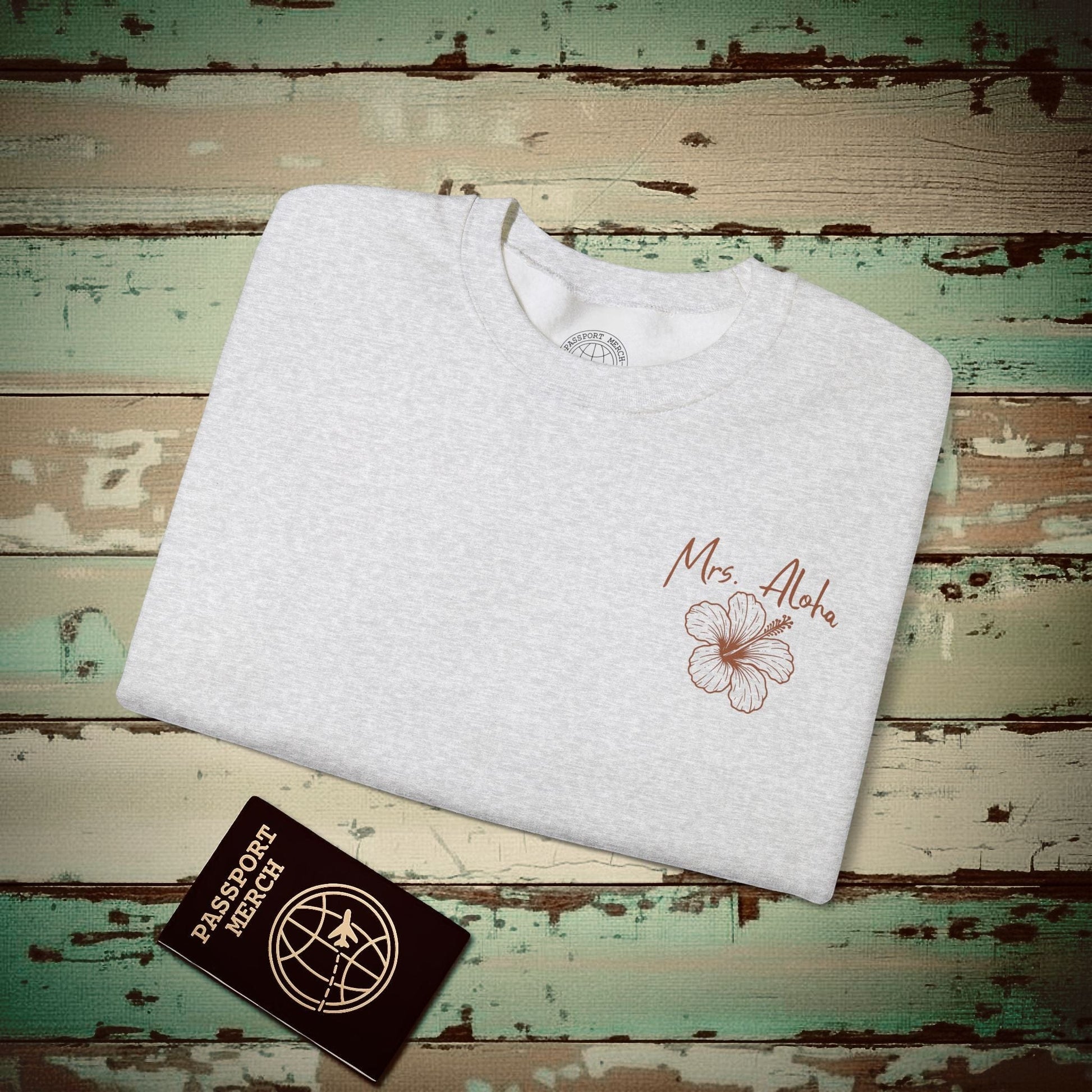 Mrs. Aloha Hibiscus, Hawaii Crewneck Ash / S