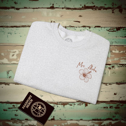 Mrs. Aloha Hibiscus, Hawaii Crewneck Ash / S