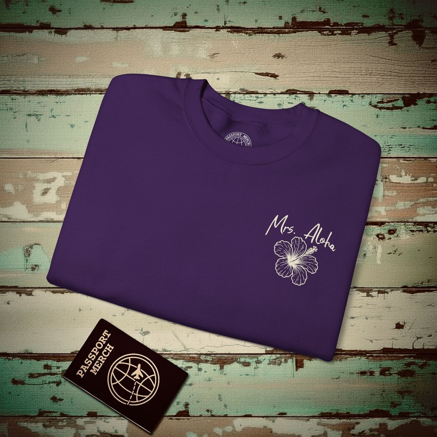 Mrs. Aloha Hibiscus, Hawaii Crewneck Purple / S