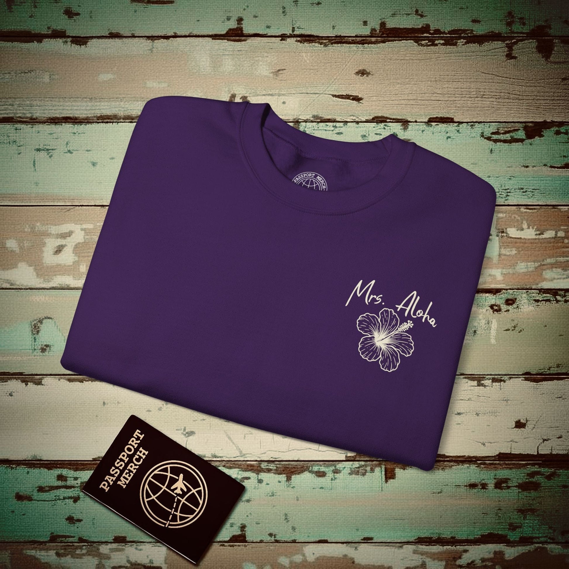 Mrs. Aloha Hibiscus, Hawaii Crewneck Purple / S