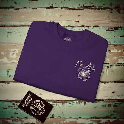 Mrs. Aloha Hibiscus, Hawaii Crewneck Purple / S