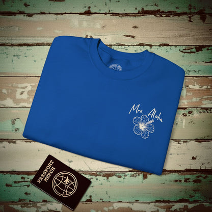 Mrs. Aloha Hibiscus, Hawaii Crewneck Royal / S