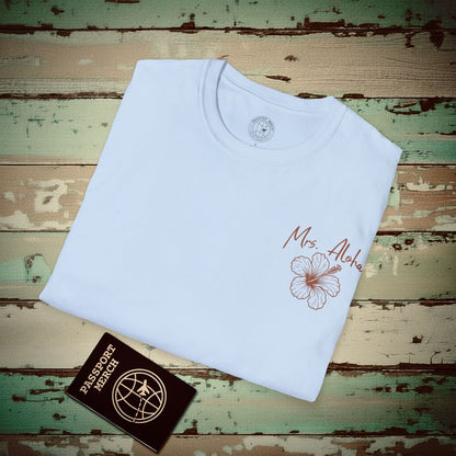 Mrs. Aloha Hibiscus, Hawaii T-Shirt Light Blue / S