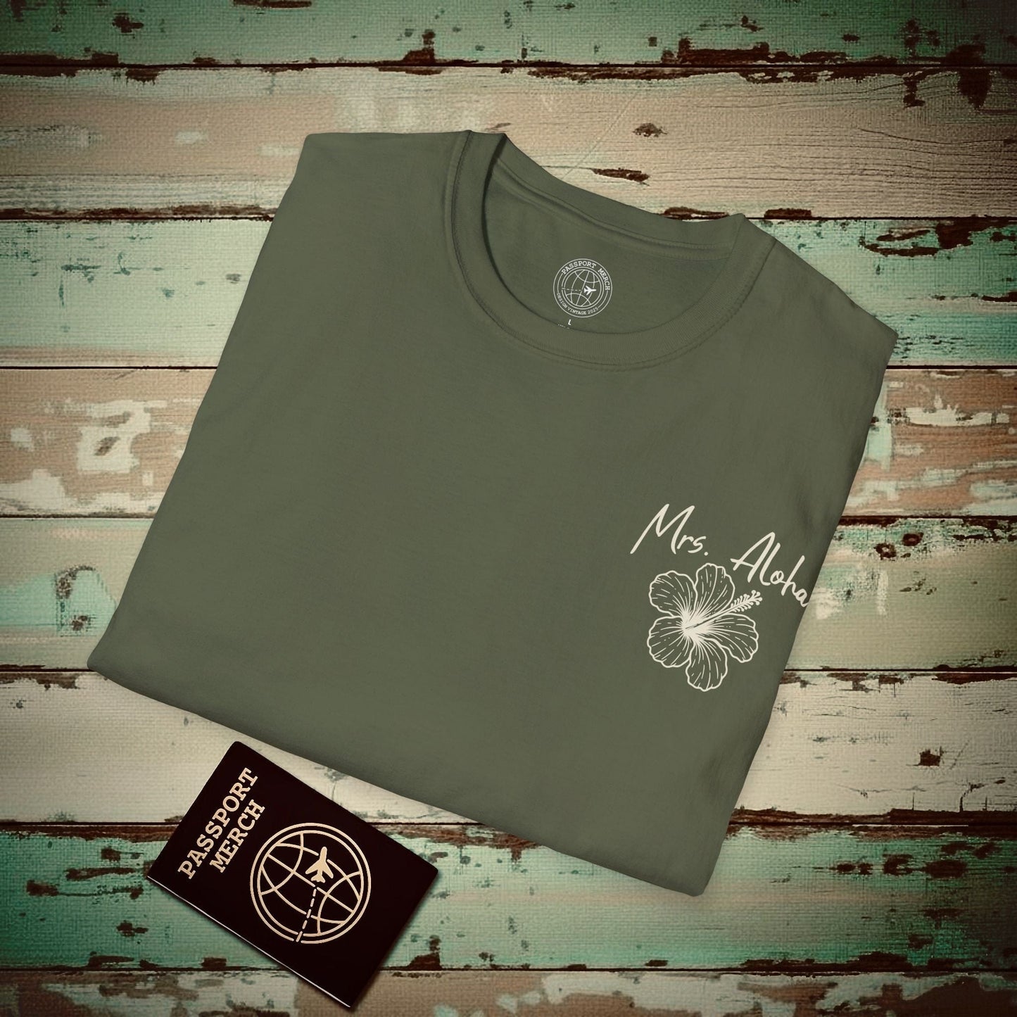 Mrs. Aloha Hibiscus, Hawaii T-Shirt Military Green / S