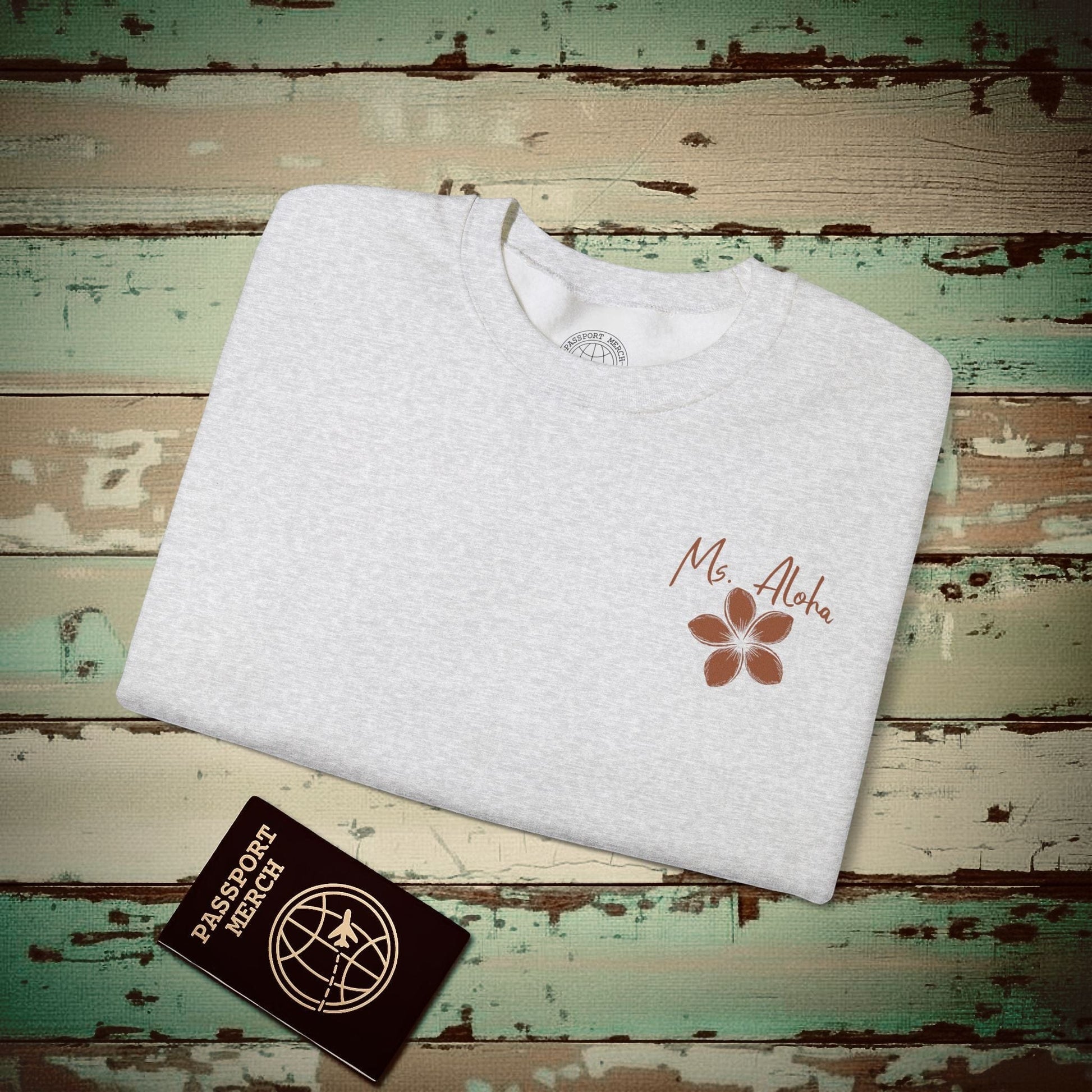 Ms. Aloha Plumeria, Hawaii Crewneck Ash / S