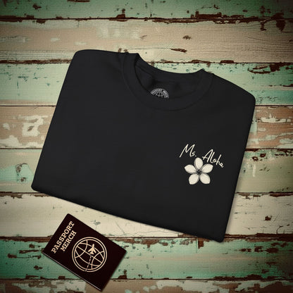 Ms. Aloha Plumeria, Hawaii Crewneck Black / S