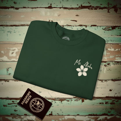 Ms. Aloha Plumeria, Hawaii Crewneck Forest Green / S
