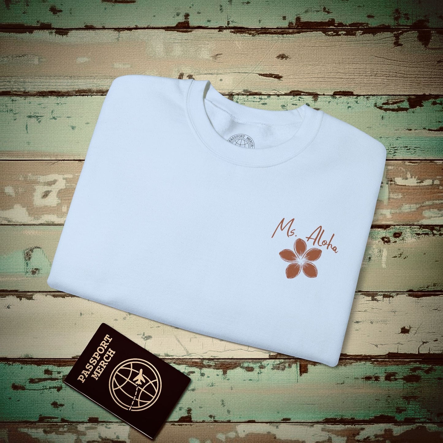 Ms. Aloha Plumeria, Hawaii Crewneck Light Blue / S