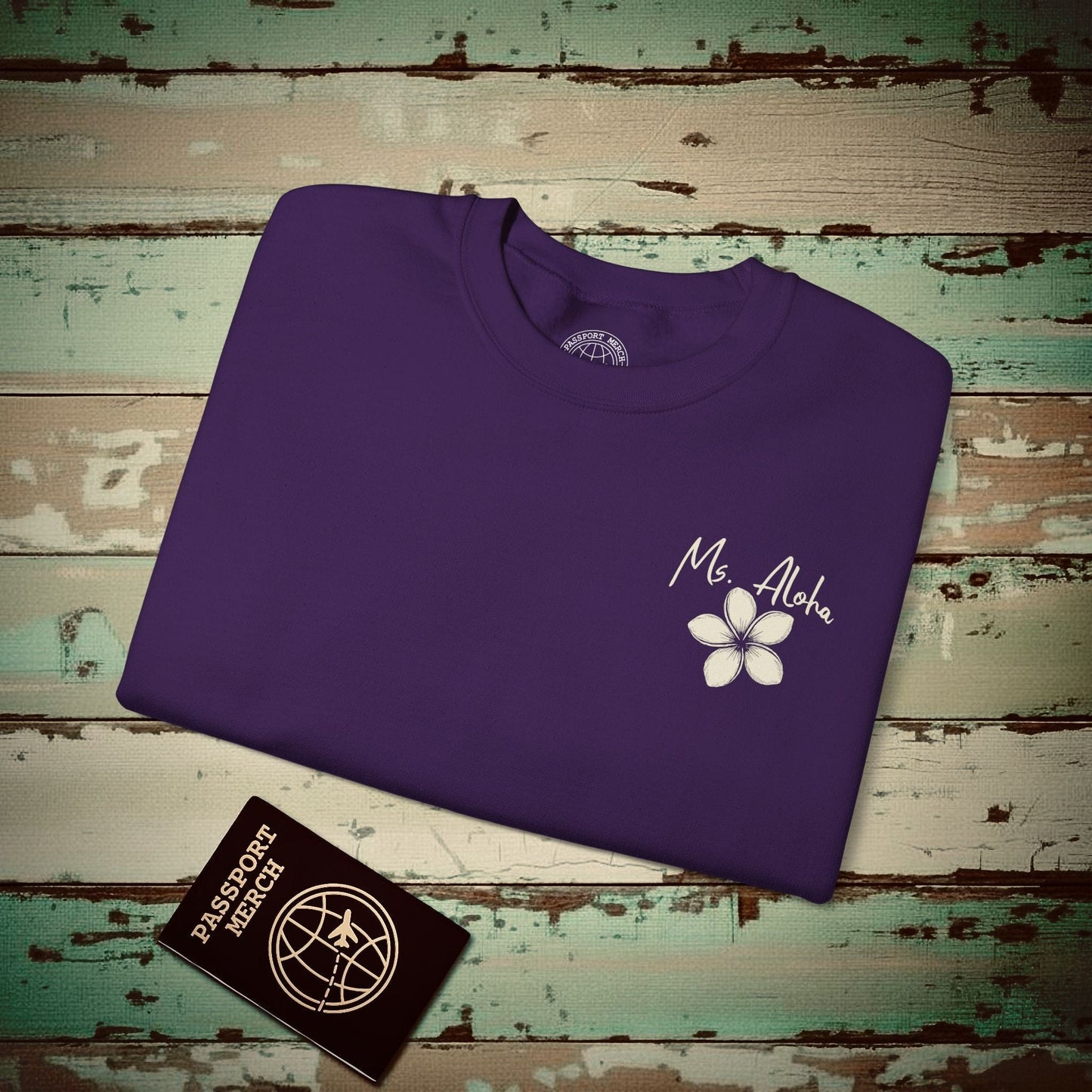 Ms. Aloha Plumeria, Hawaii Crewneck Purple / S