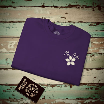 Ms. Aloha Plumeria, Hawaii Crewneck Purple / S