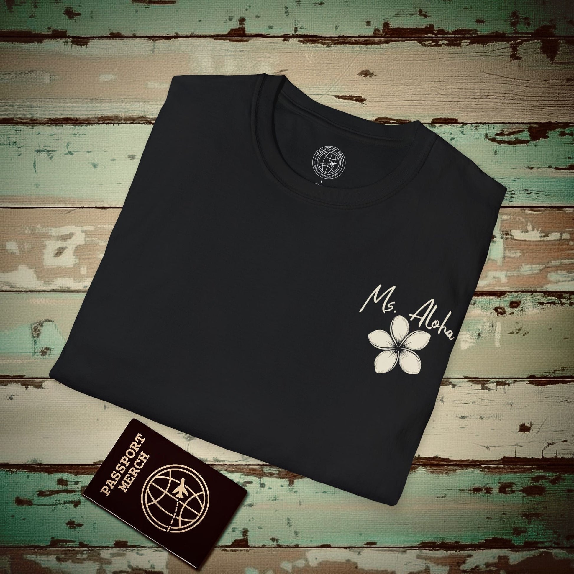 Ms. Aloha Plumeria, Hawaii T-Shirt Black / S