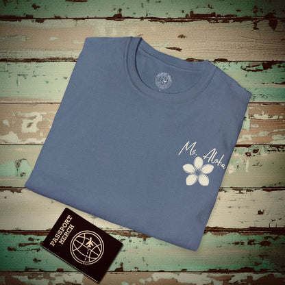 Ms. Aloha Plumeria, Hawaii T-Shirt Heather Indigo / S