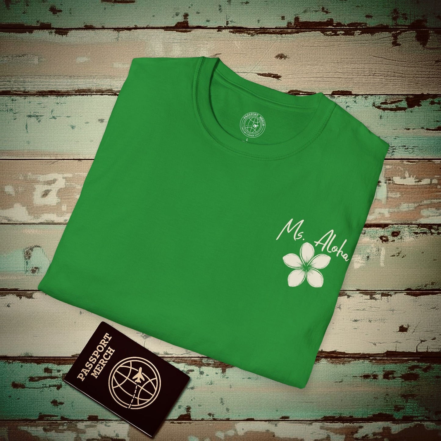 Ms. Aloha Plumeria, Hawaii T-Shirt Irish Green / S