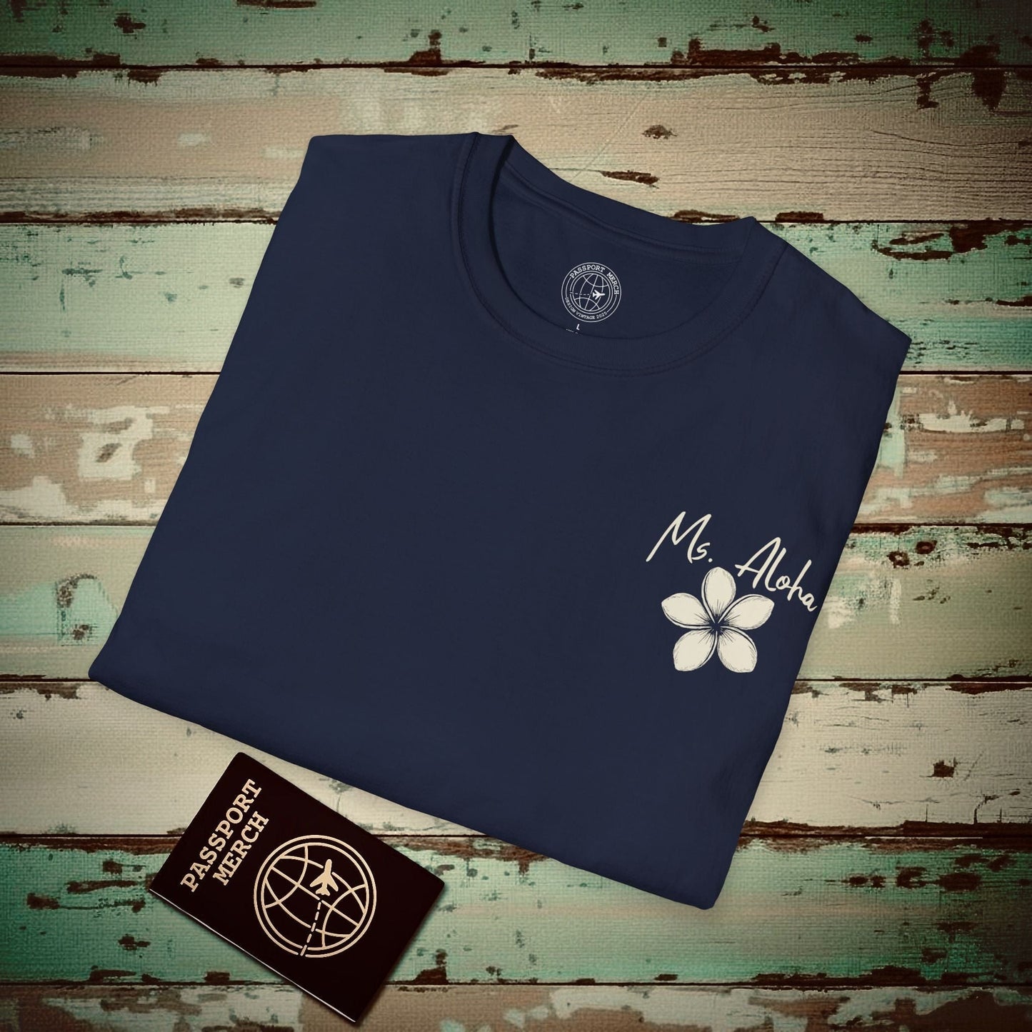 Ms. Aloha Plumeria, Hawaii T-Shirt Navy / S